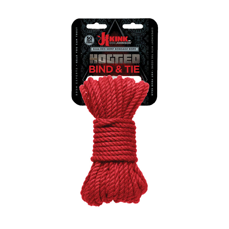 KINK Hogtied Bind & Tie 6mm Hemp Bondage Rope 50 Feet Red