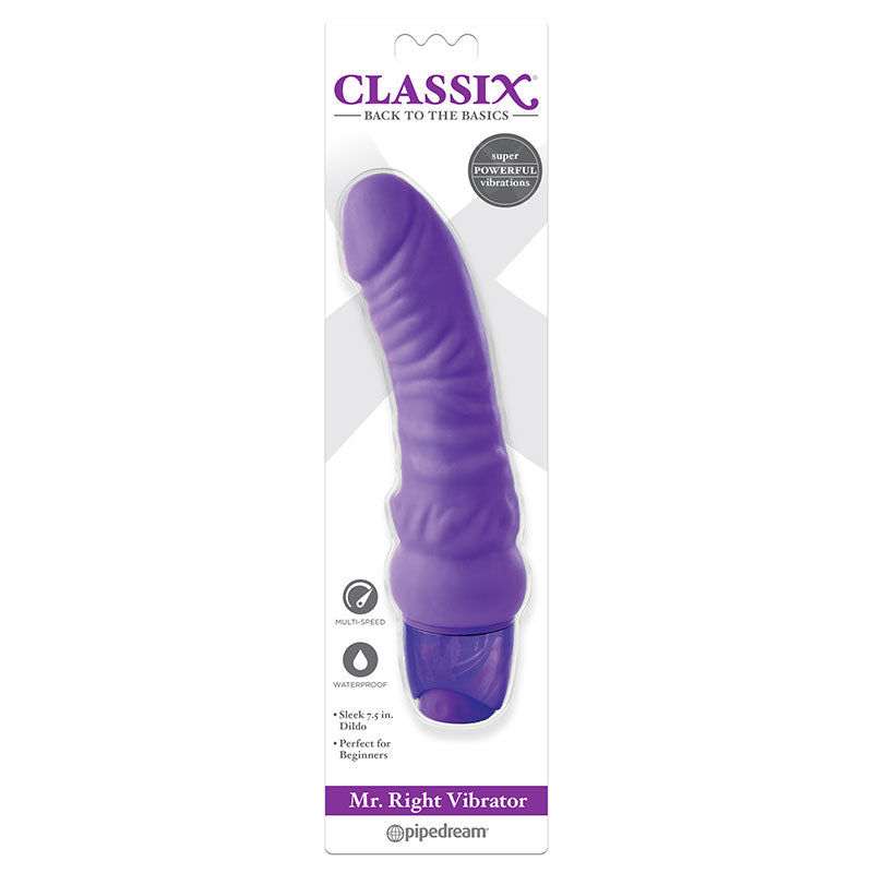 Pipedream Classix Mr. Right Vibrator Realistic 6.5 in. Vibrating Dildo Purple