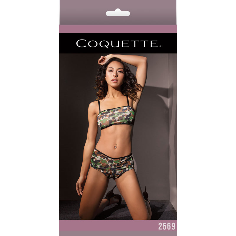 Army Girl Bralette And Booty Shorts Camouflage/Black OS Packaging Box