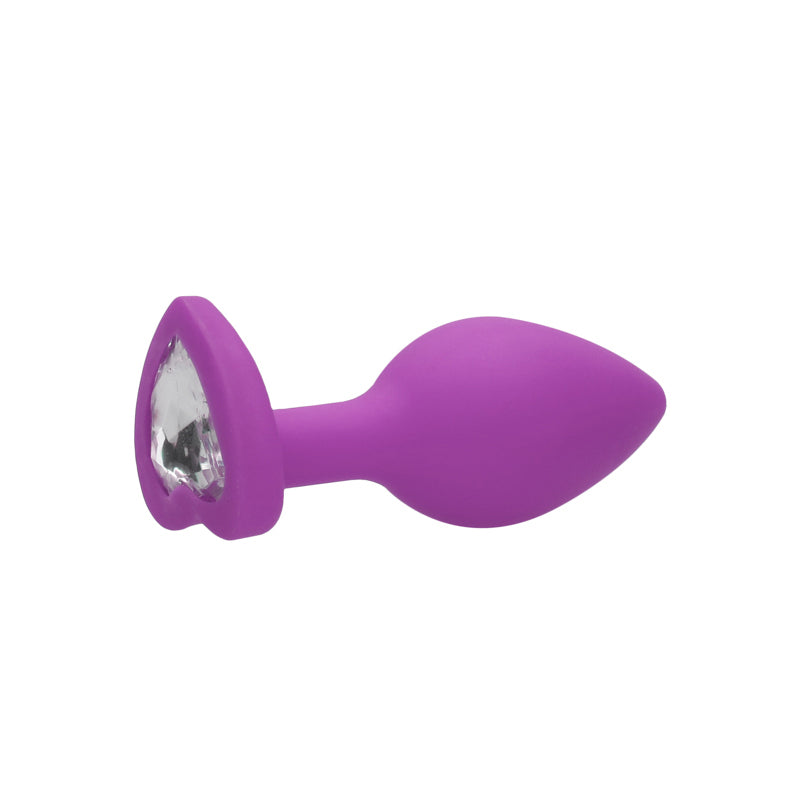 Ouch! Flexible Silicone Diamond Heart Butt Plug Purple Regular