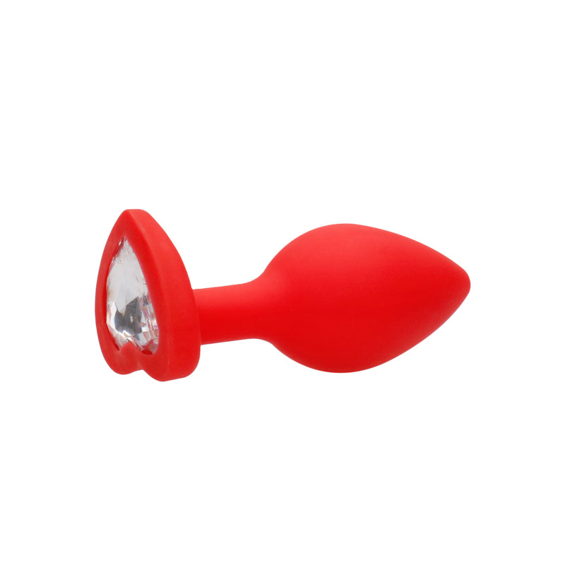 Ouch! Flexible Silicone Diamond Heart Butt Plug Red Regular