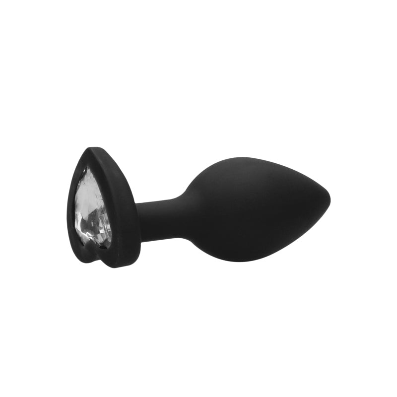 Ouch! Flexible Silicone Diamond Heart Butt Plug Black Large