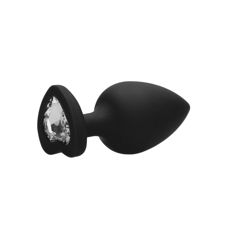 Ouch! Flexible Silicone Diamond Heart Butt Plug Black Extra Large