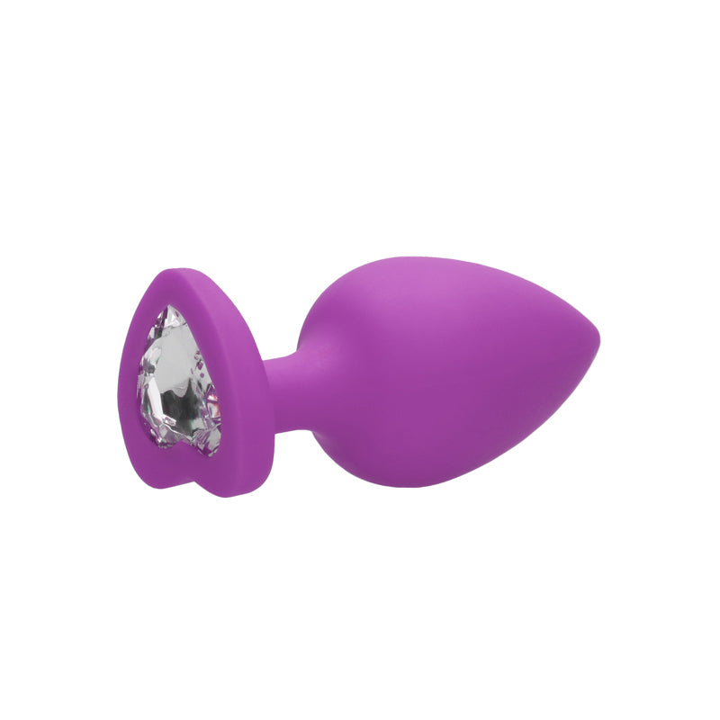Ouch! Flexible Silicone Diamond Heart Butt Plug Purple Extra Large