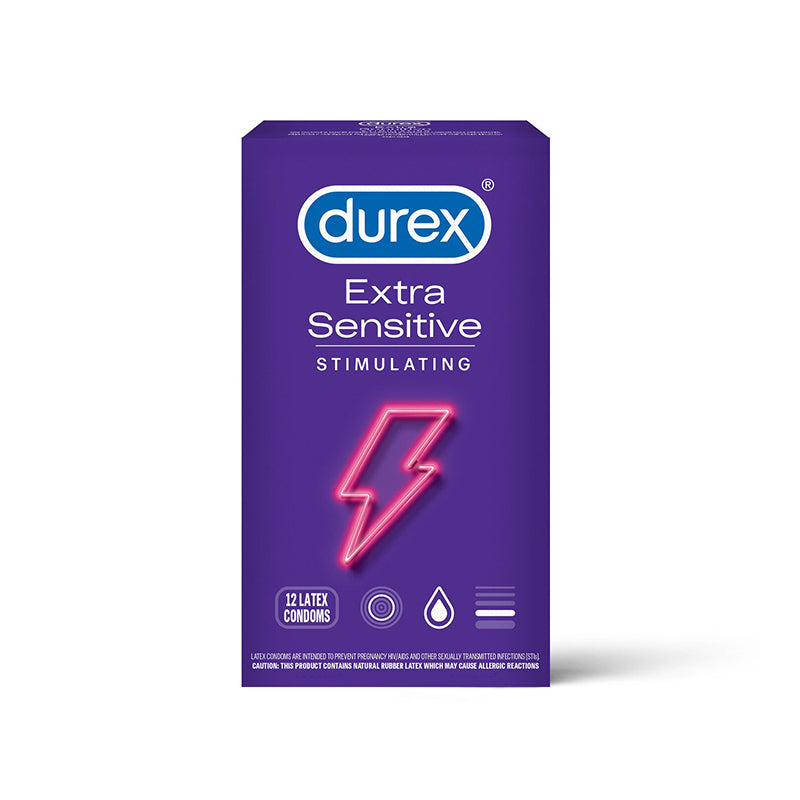 Durex Extra Sensitive Lubricated Condom Stimulating 12-Pack