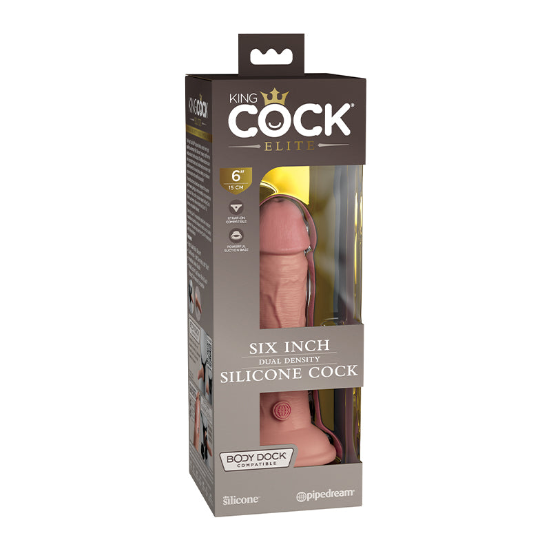 Pipedream King Cock Elite 6 in. Dual Density Silicone Cock Realistic Dildo With Suction Cup Beige