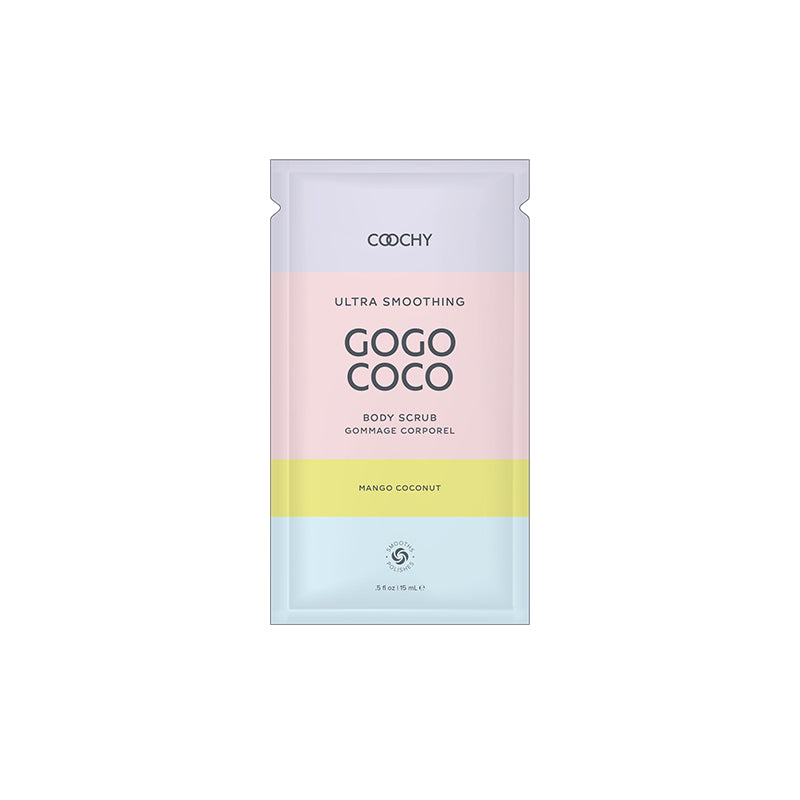 Coochy Ultra Smoothing Body Scrub Mango Coconut .35 fl. oz./10 ml Foil 24-Piece Bulk Bag