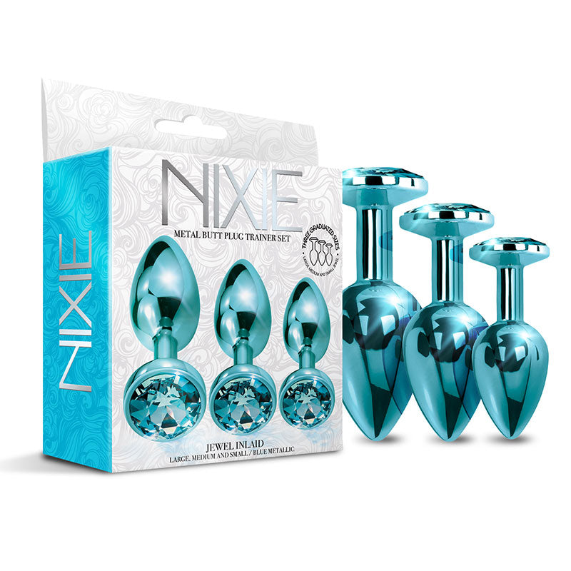 Nixie Metal Butt Plug?Trainer?Set 3-Piece Blue Metallic