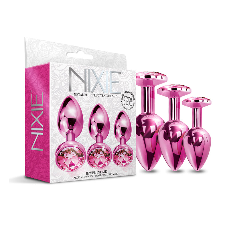 Nixie Metal Butt Plug?Trainer?Set 3-Piece Pink Metallic