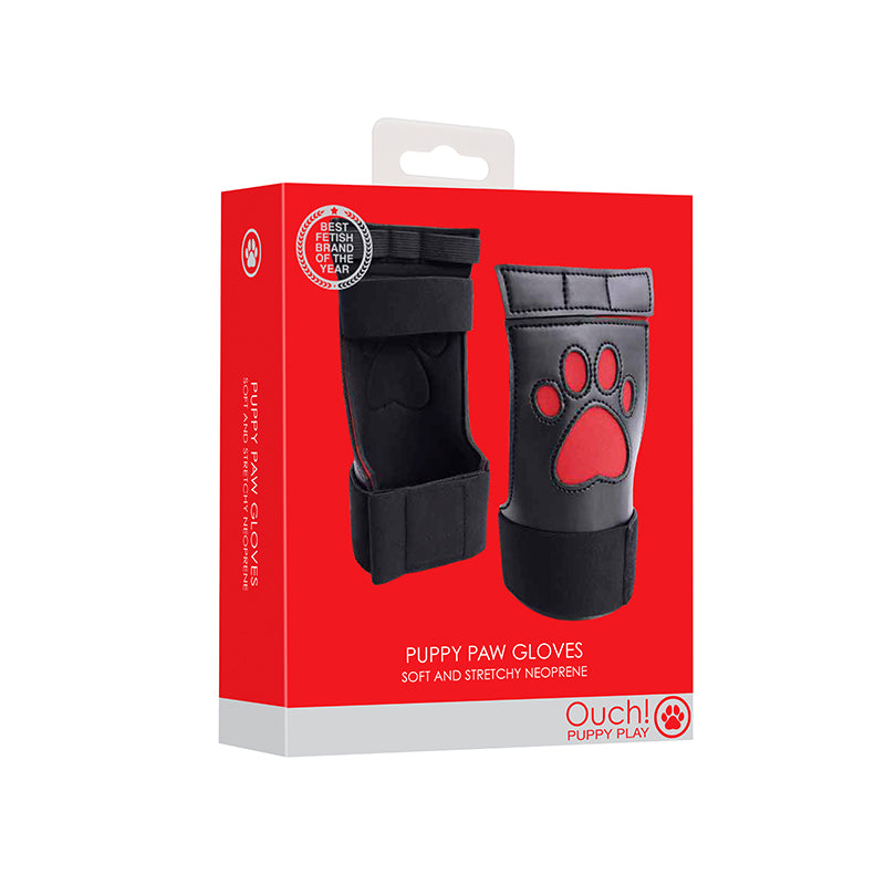 Ouch! Puppy Play Neoprene Puppy Paw Gloves Red