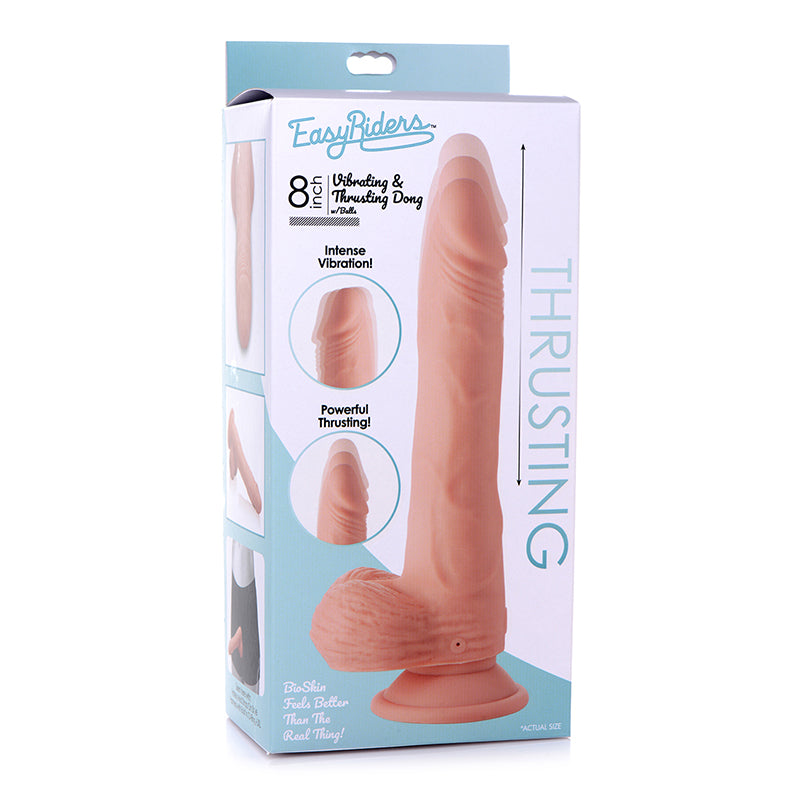 Curve Toys Easy Riders 8 in. Posable Vibrating & Thrusting Dildo with Balls Light