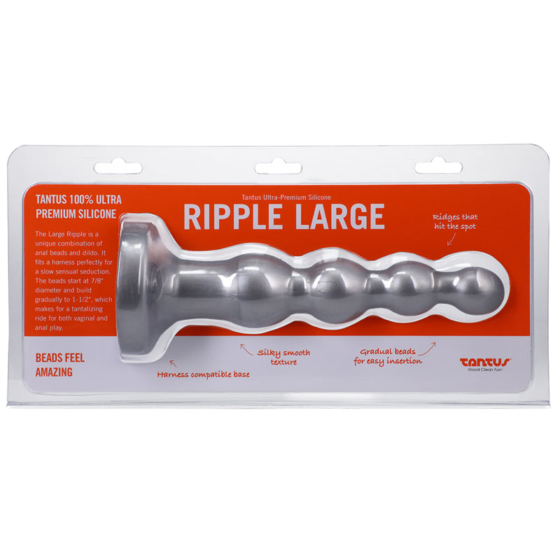 Tantus Ripple Large 8 in. Anal Beads Dildo Medium-Firm Silver