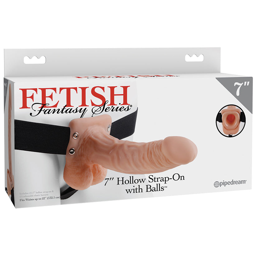 Pipedream Fetish Fantasy Series 7 in. Hollow Strap-On with Balls Beige/Black