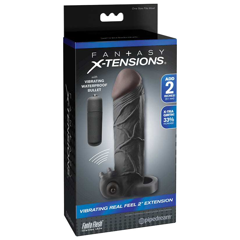 Pipedream Fantasy X-tensions Vibrating Real Feel 2 in. Extension With Ball Strap Black