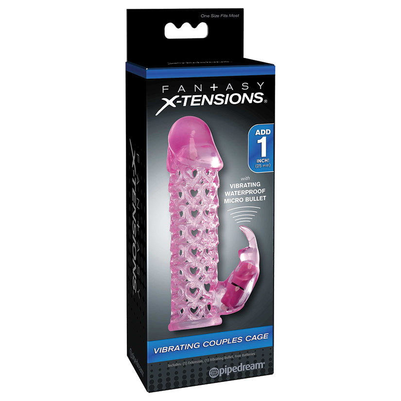 Pipedream Fantasy X-tensions Vibrating Couples Cage 1 in. Extension Pink