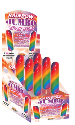 Jumbo Rainbow Cock Pops 6 Piece Display HTP2353D
