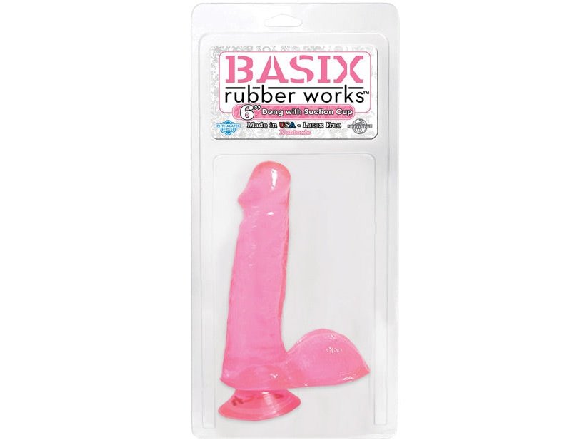 Basix Rubber Works 6" Dong w/Suction Cup - Pink