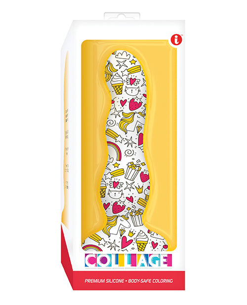 Collage Cupcakes & Unicorns Curvy Silicone Dildo