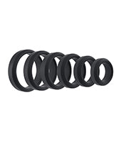 Adam & Eve 6 pc Silicone Penis Ring Set - Black
