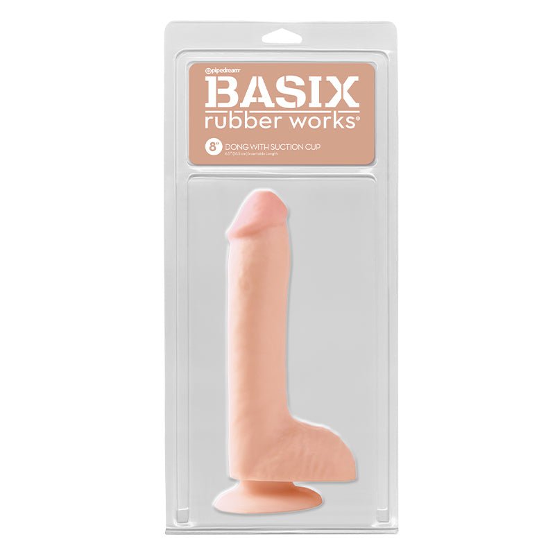 Basix Rubber Works - 8in. Dong with Suction Cup Flesh