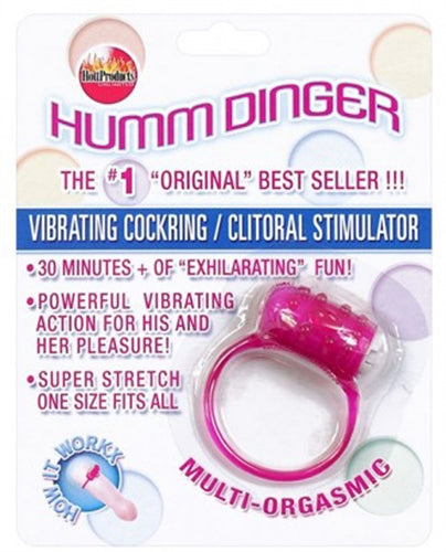 Humm Dinger Vibrating Penis Ring Clitoral Stiimulator - Purple HTP2066
