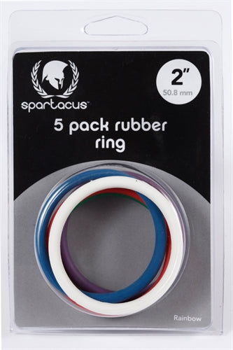 Rubber Cock Ring 5 Pack - 2 - Rainbow BSPR-48