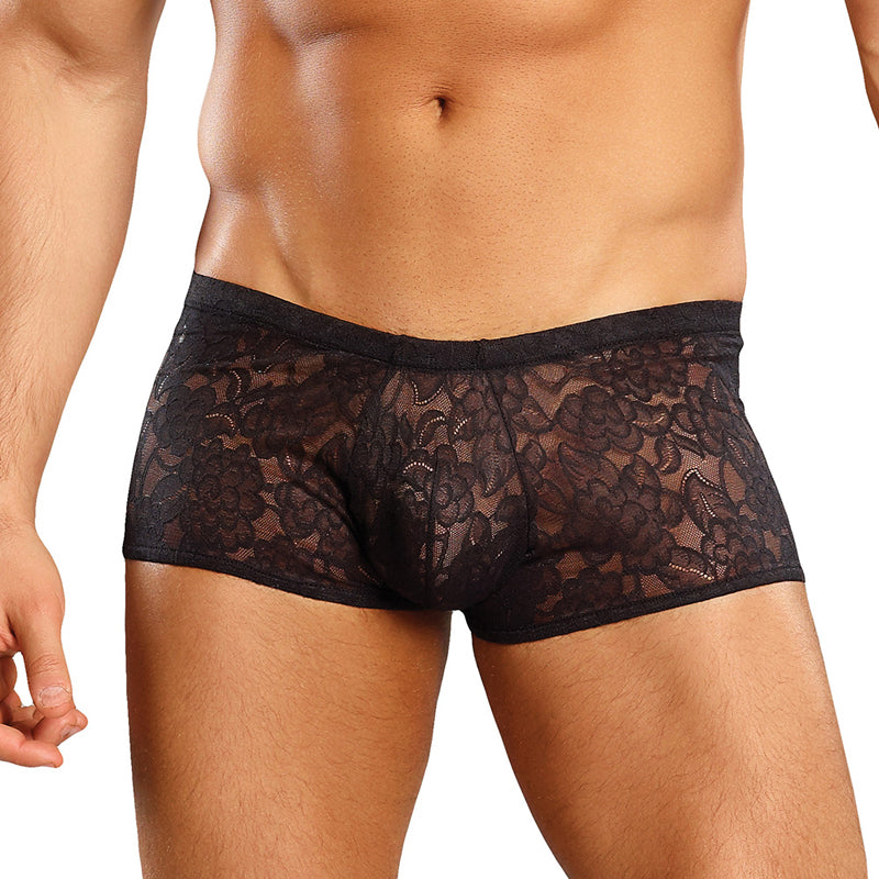 Male Power   Lace Mini Short Black Lrg