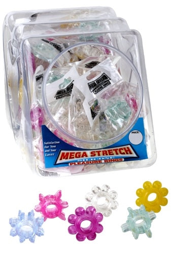 Mega Stretch Silicone Pleasure Rings - 72 Piece Fishbowl PD2219-99D