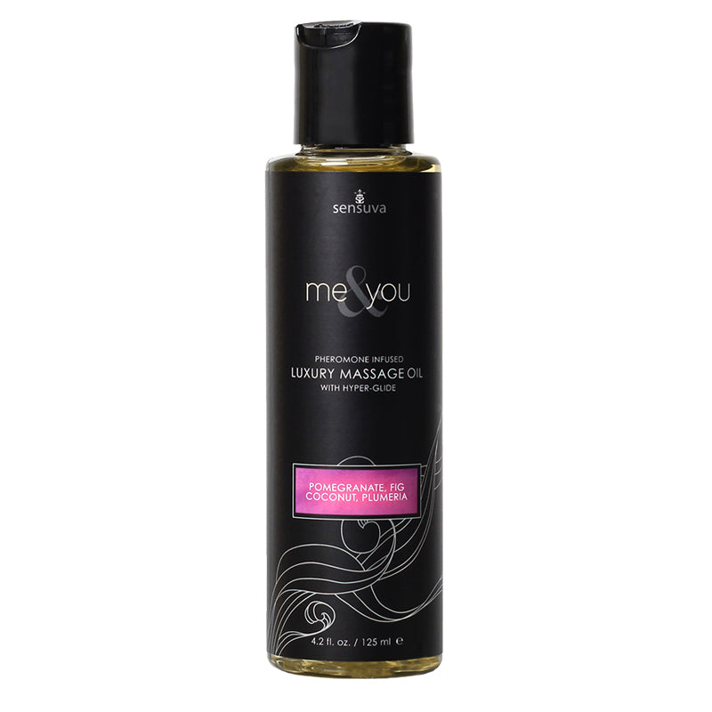 Me & You Massage Oil Pomegranate/Fig/Coconut/Plumeria 4.2oz Pheromone Infused Luxury Massage Oil with Hyperglide