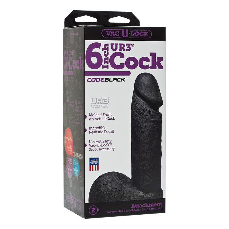 Vac-U-Lock - ULTRASKYN 6in Realistic Cock CODEBLACK
