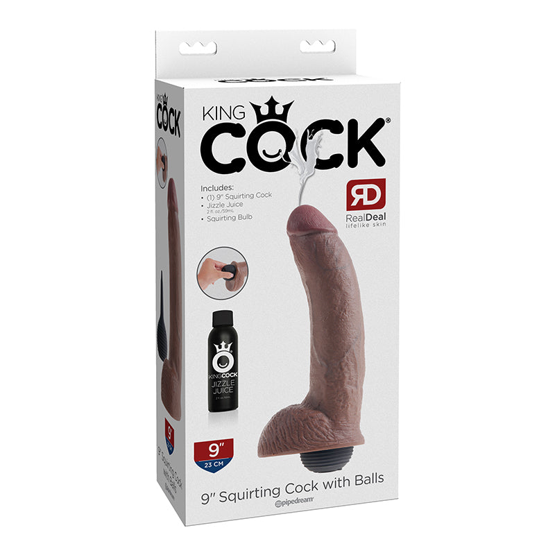 King Cock 9in Squirting Cock - Brown