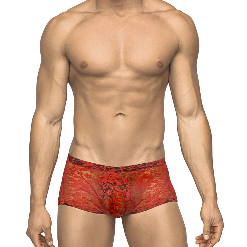 Male Power   Lace Mini Short Red Small