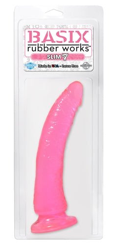 Basix Rubber Works - Slim 7 Inch With Suction Cup - Pink PD4223-11