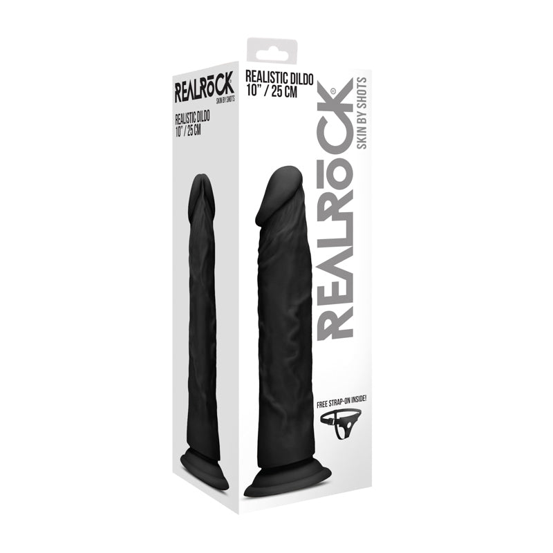 Realrock - 10” / 25 cm Realistic Dildo - Black