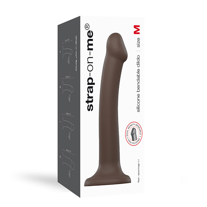 Strap-On-Me Semi-Realistic Dual Density Bendable Dildo Chocolate Size M