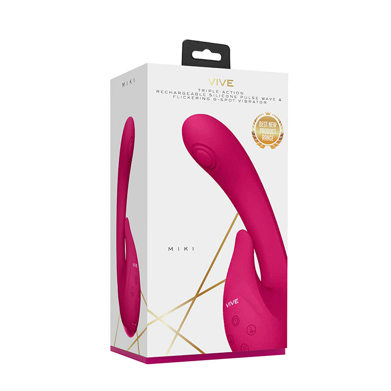 VIVE-MIKI Rechargeable Pulse-Wave & Flickering Silicone Vibrator - Pink