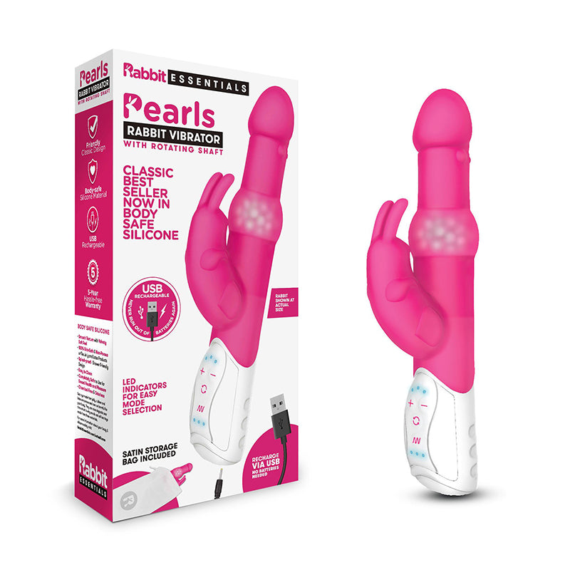 Rabbit Essentials Pearls Rabbit Vibrator Hot Pink