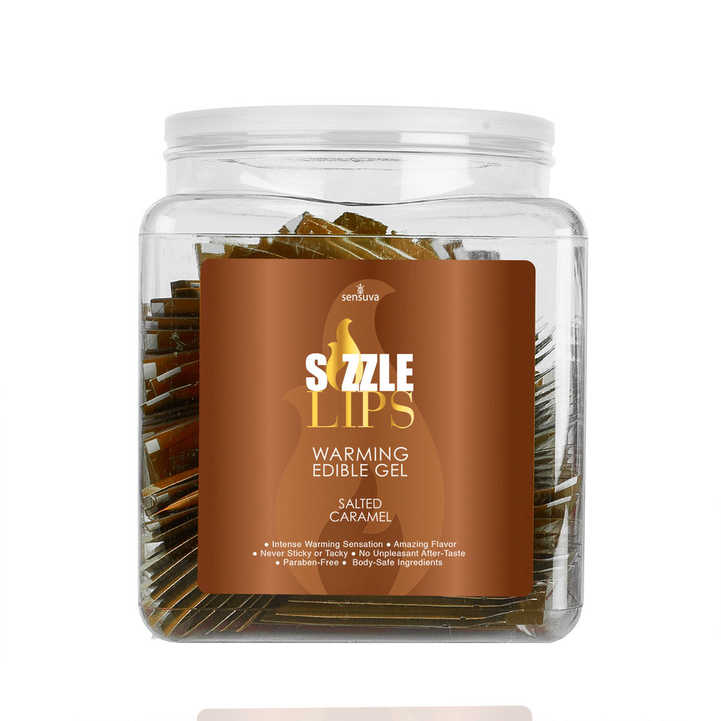 Sensuva Sizzle Lips Salted Caramel 100pc Tub Warming Gel