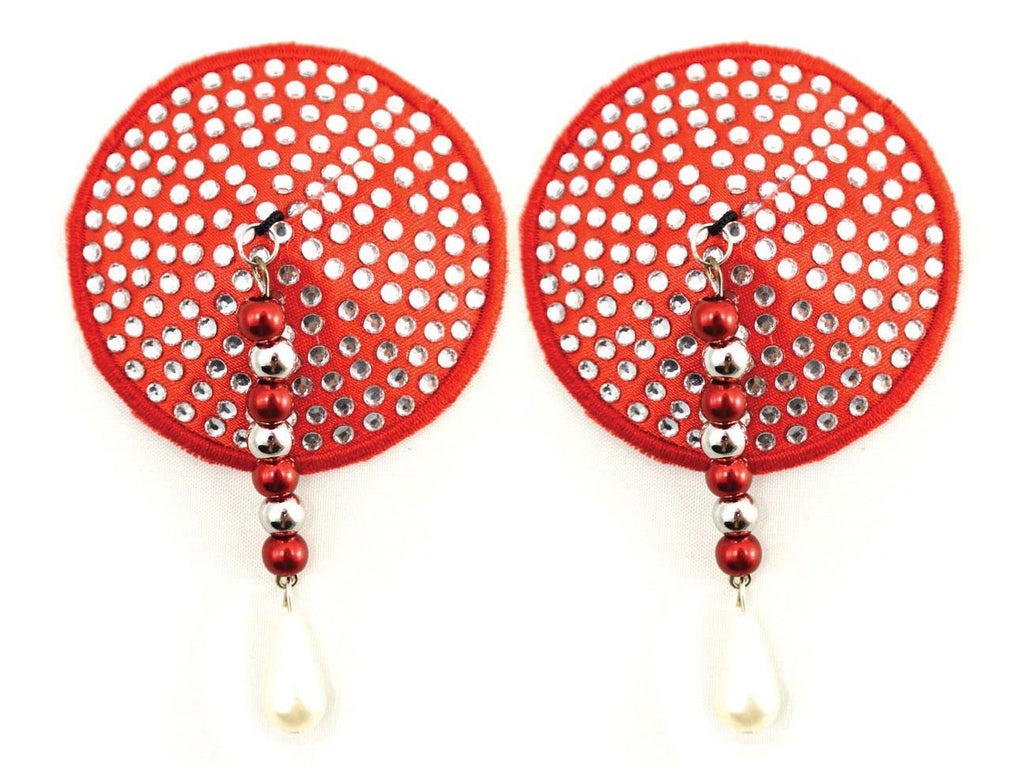 Bijoux de Nip Round Red Crystal Pasties w/ Facet Beads