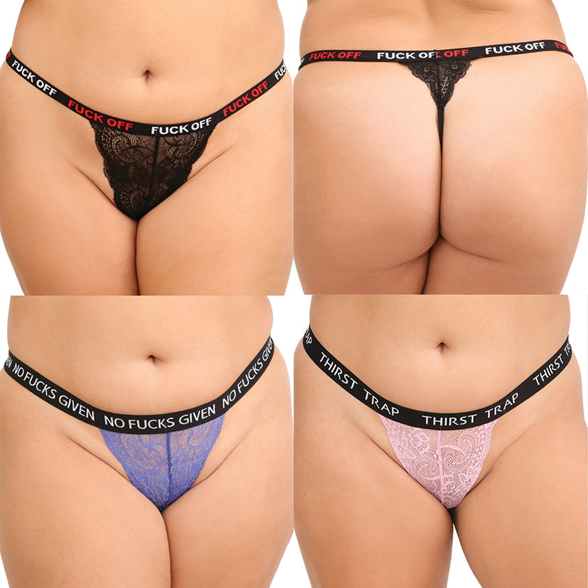Fantasy Lingerie F*ck Pack 3PC Assorted Panty Pack-Multi Color Queen
