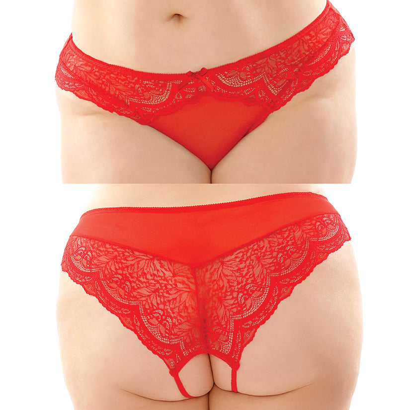 Fantasy Lingerie Cassia Crotchless Panty-Red Queen