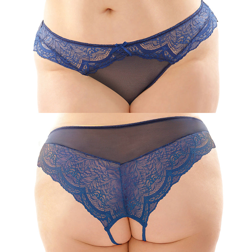 Fantasy Lingerie Cassia Crotchless Panty-Navy Queen