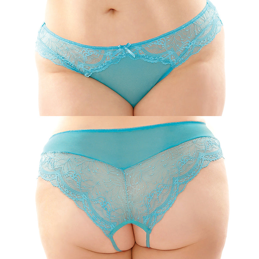Fantasy Lingerie Cassia Crotchless Panty-Turquoise Queen