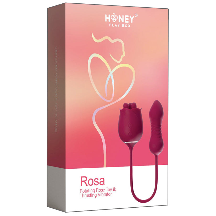 Rosa Rotating Rose Toy & Thrusting Vibrator - Red