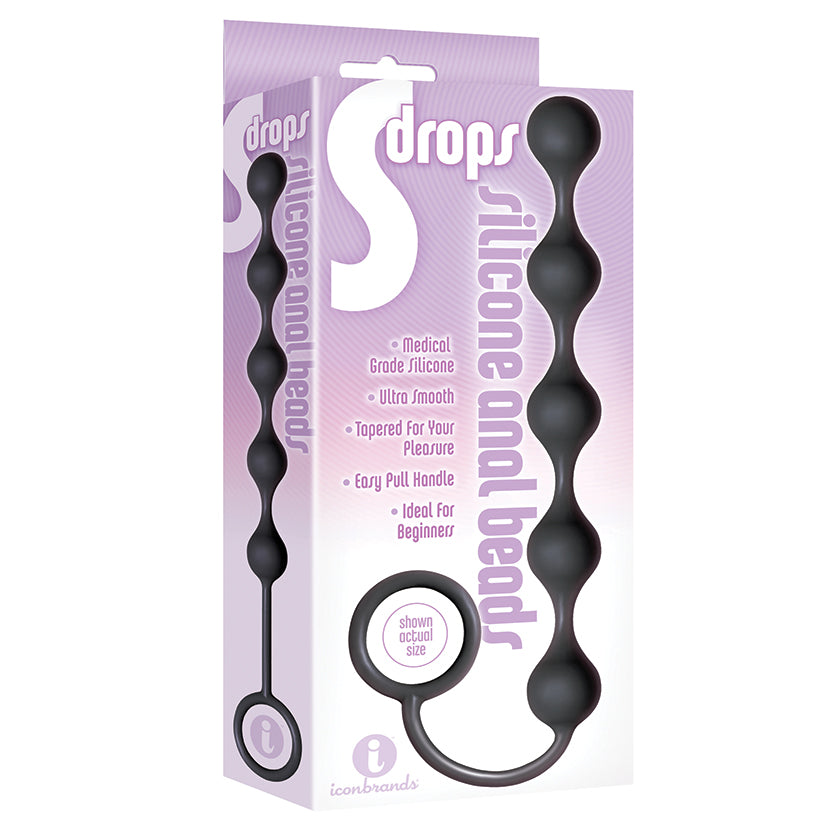 The 9's S-Drops Silicone Anal Beads-Black