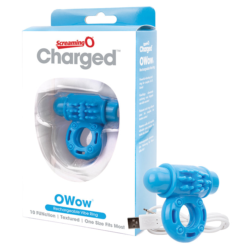 Screaming O Charged OWow Rechargeable Vibe Ring-Blue