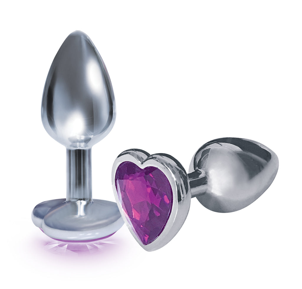 The 9's the Silver Starter Heart Bejeweled Stainless Steel Plug - Violet ICB2610-2