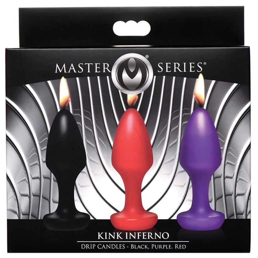 Master Series Kink Inferno Butt Plug Candles - Black/Purple/Red
