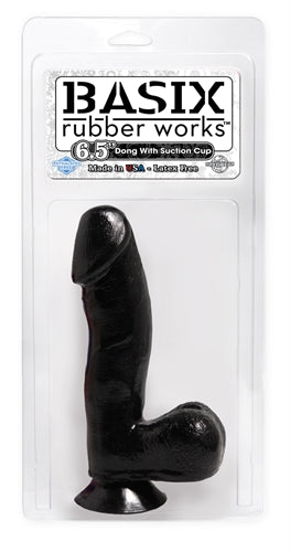 Basix Rubber Works - 6.5 Inch Dong With Suction Cup - Black PD4220-23