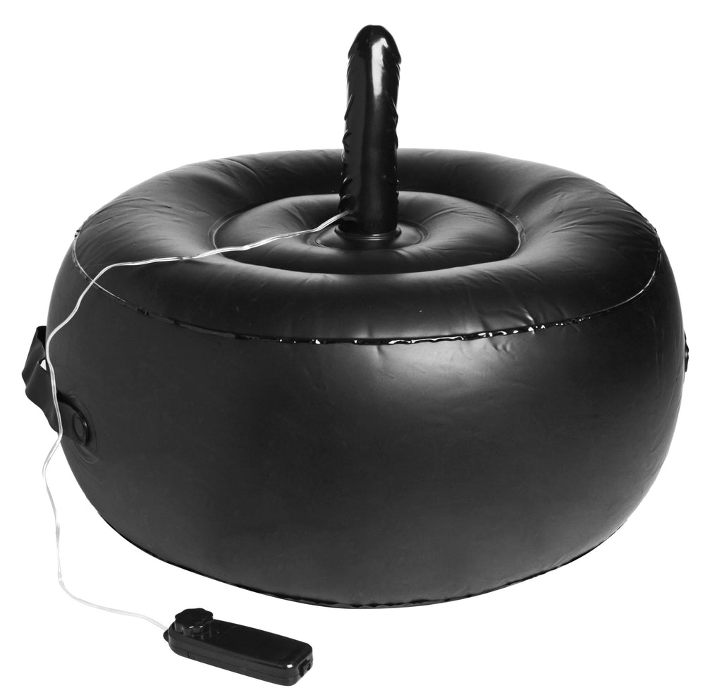 Sit-and-Ride Inflatable Seat with Vibrating Dildo - Black